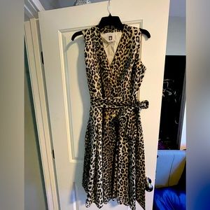 Anne Klein leopard-print faux wrap dress size 14